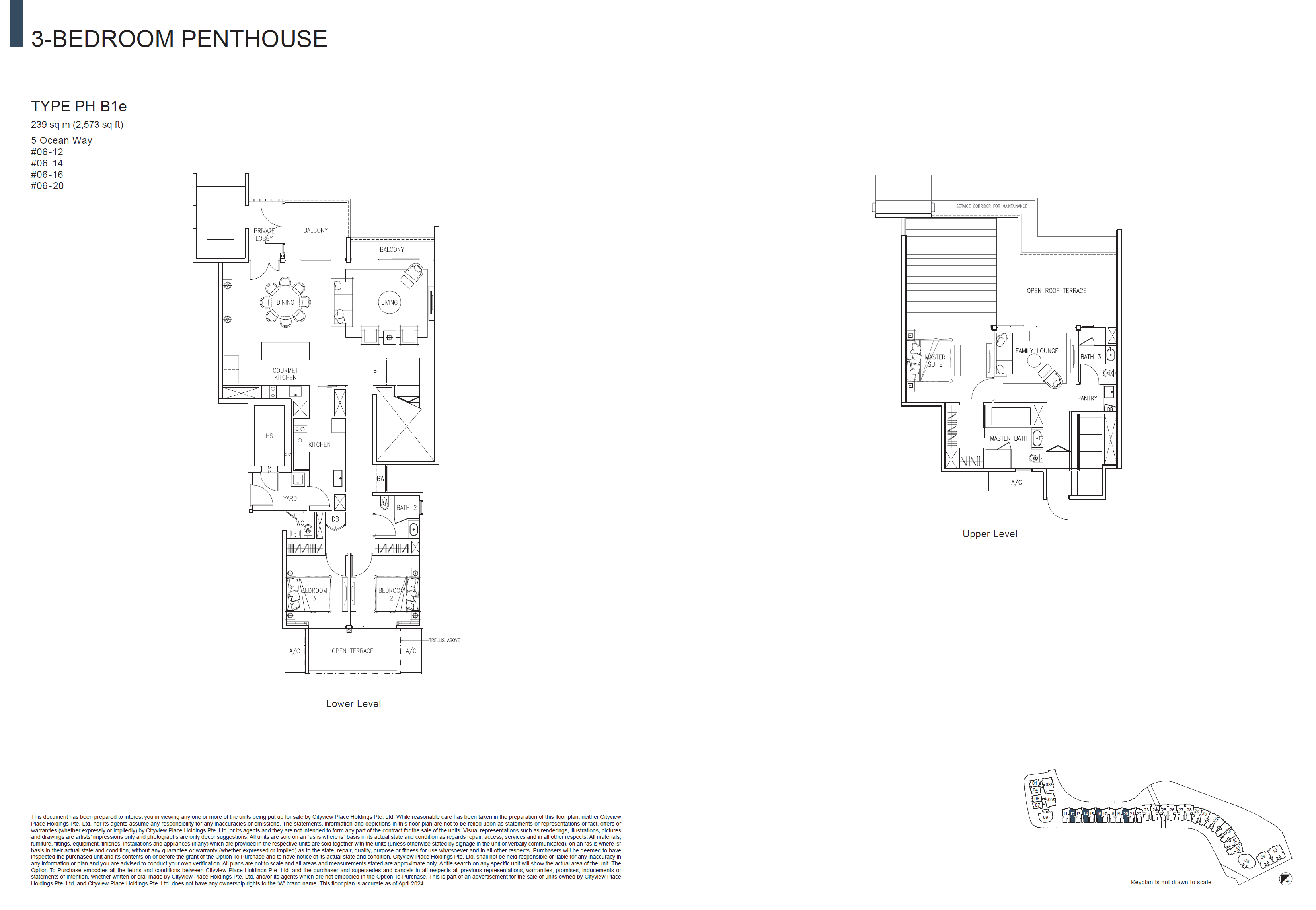 Floor plan of The Residences At W Singapore Sentosa Cove type Penthouse, Penthouse, 2,573 sq ft